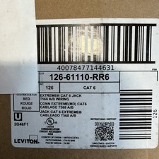 Box of 50 NEW Leviton 61110-RR6 Extreme Category 6 8P8C UTP Quickport Jack Red  picture