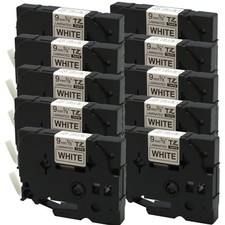 10PK Black on White Label Tape For TZe-221 TZ-221 PT-1290 P-touch 9mm 8m picture
