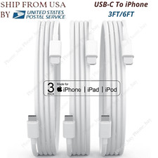 3 Pack PD Fast Charger USB-C to iPhone Cable For Apple 13 12 11 Pro Max XR Cord  picture