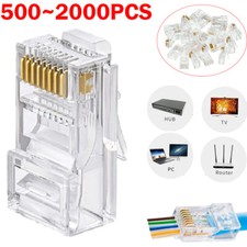 RJ45 Network Cable Modular Plug CAT5e CAT6 UTP Connector End Pass Through EZ Lot picture