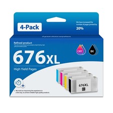 676XL Ink Cartridge 4PK with Chip Compatible for Epson Workforce WP-4020 WP-4530 picture