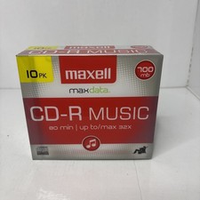 MAXELL 10 Pack CD-R Max Data Music 80 Minutes 700 MB Compact Disc NEW SEALED picture
