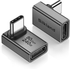 Silkland 80Gbps USB C 90 Degree Right Angle Adapter 2 Pack 16K 240W USB4 picture