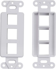 50 Pcs - 3 Port Decoration Wall Plate Keystone Insert 3 Gang White WallPlate picture