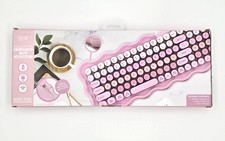 iJoy Wave Sync Wireless Keyboard Pink Retro Typewriter Round Keys Wavy Edge picture