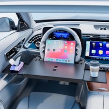 2-in-1 Extendable Steering Wheel Tray - Adjustable Car Desk for Laptop & Food - picture