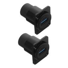 2Pcs Reusable Pc Metal USB Pass Through Bulkhead Connector Black Panel Mount picture