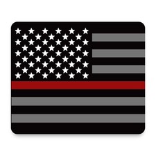 Thin Red Line American Flag Firefighter First Responder Support Mouse Pad picture