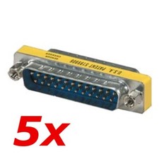 5 Pack - DB25 25-Pin Serial D-SUB Male to Male Gender Changer Coupler Adapter picture