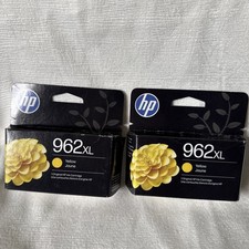 New Lot Of 2 Genuine NIB HP 962XL Yellow Original Ink Cartridge Expires 2027 picture
