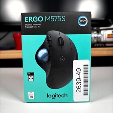 Logitech Ergo M575s Wireless Mouse Black& Blue Trackball 5 Buttons Ergonomic picture