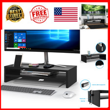 Wood Monitor Stand Riser 2-Tier Desktop Organizer 21.3 Inch Black MDF Ergonomic picture