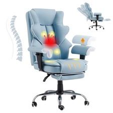 Heated Massage Executive Office Chair Foot Rest Airy Blue HOMREST picture