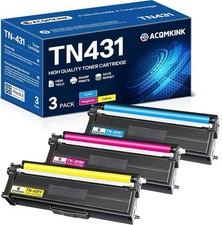 ACOMKINK TN431 High Yield Toner Cartridge 3-Pack for Brother Cyan Magenta Yellow picture