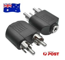 2pcs 3.5mm AUX Female Port to 2RCA Male Plug Audio Adapter Splitter Connector AU picture