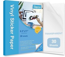 Papel adhesivo de vinilo imprimible, transparente, 30 unidades, autoadhesivo tra picture
