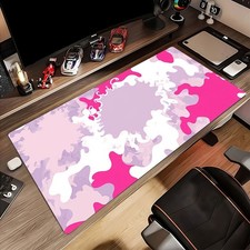 A Large Pink and White Gaming Mouse Pad with an Abstract Design and a Large Nu picture