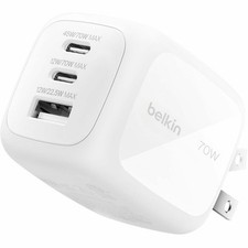 Belkin BoostCharge Pro 70W 3-Port USB PD 3.1 PPS GaN Wall Charger, White picture