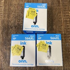 3 Onn 564XL Ink Cartridges Black HP Compatible Sealed Expired  10/24 picture