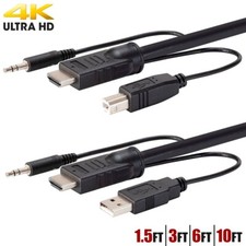 1.5 3 6 10FT HDMI USB KVM Cable & 3.5mm Audio Monitor Keyboard Mouse 4K 60Hz HDR picture