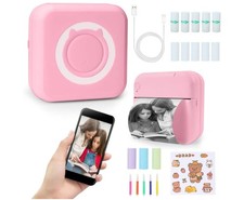 Portable Mini Printer C15 Thermal Bluetooth Mobile Printer, B&W, Pink NEW picture
