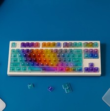 OEM Height ABS Frosted Transparent Rainbow 122 Keys Magnetic Switch Keycaps picture