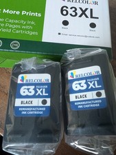 Relcolor Higher Yield 63XL Black Ink Cartridges 2 Pack For HP Ink.   E picture
