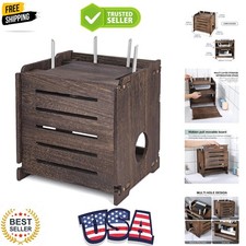 Wooden Wireless WiFi Router Storage Box Modem Router Cover Wood Shelf Power S... picture