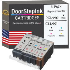 DoorStepInk Compatible Ink Cartridges for Canon PGI-220 B & CLI-221 BK & Cl-USA picture