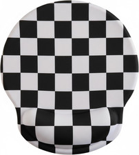 Black White Checkered Mouse Pad with Gel Wrist Rest, Wrist Support, Ergonomic... picture