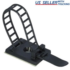 25x Adjustable Adhesive Cable Straps Cord Management Tie Mount Clips 1.0