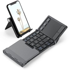 Foldable Keyboard with Touchpad, BK08 Portable Tri-Folding Bluetooth Keyboard... picture