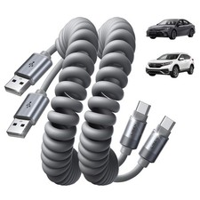 LISEN Coiled USB C Cable, A to C Cable 2 Pack Type C 4FT, Space Gray picture