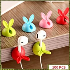 100PCS Cable Management Cute Bunny Ears Silicone Holder UBS Cable Power Cable picture