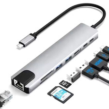 USB-C Laptop Docking Station 8-in-1 Hub – HDMI, USB 3.0, SD, Ethernet Adapter picture