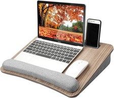 HUANUO Portable Lap Laptop Desk with Pillow Medium, Dark Brown Woodgrain  picture