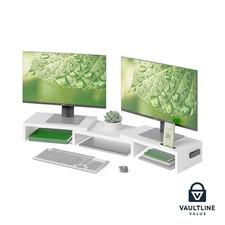 Dual Monitor Stand Riser 31.5-42.5 Inch Adjustable Swivel White picture