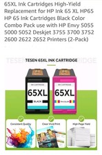 65XL 65 Ink Cartridge For HP ENVY 5010 5055 5052 Deskjet 2600 2652 2636 Printer picture