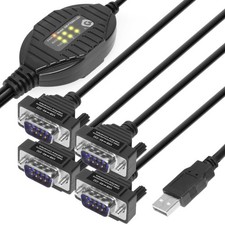Gearmo 4 Port RS-232 to USB Adapter with LED Indicators, 5ft Length, 0, Black  picture