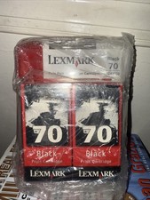 Lot of 2 Lexmark 70 Genuine Black Ink Print Cartridges 12A1970  - New/Sealed picture