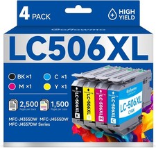 LC506XL Ink Cartridges 4-Pack BCMY [Compatible With Brother] GoFlowmo Chip BN picture