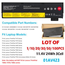 LOT OF 01AV423 61 Battery For Lenovo Thinkpad T470 T480 T570 T580 P51S P52S 24Wh picture