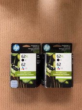 2 x HP (62XL + 62) Black High Yield and Tri-Color Combo Pack Cartriges, New picture