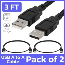 2 Pack USB to USB Cable 3FT USB Male to Male Cord A-Type Printer Hard Drive Cord picture