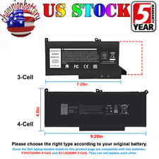 DJ1J0 F3YGT Battery for Dell Latitude 12 7280 7290 14 7480 7490 DM3WC PGFX4  picture