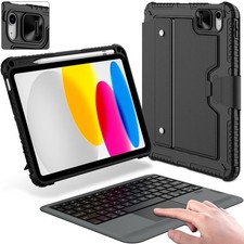 Protective iPad A16 11th 10th Gen Case with Keyboard, Portrait/Landscape Mode... picture