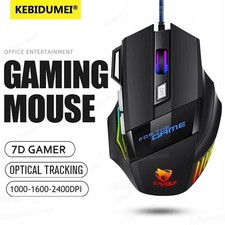 Gaming Mouse 7 Button USB Wired LED Breathing Fire Button 3200 DPI Laptop PC picture