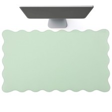 Scalloped Desk Mat Leather Desk Pad Protector Non-Slip PU Leather Table Prote... picture