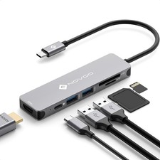 USB C Hub HDMI, MacBook Pro Adapters with 100W PD, NOVOO 6 in 1 6 1, Grey picture