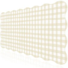 Beige Checkered Mouse Pad,Scalloped Desk Mat XXL Large Geometric Gaming Mouse... picture